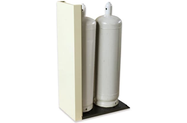 LPガス容器収納庫   ホクエイ ボンベック 家庭用タイプ  壁取付仕様   H50-W型   （50キロ容器2本用） - 3